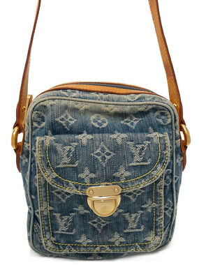 Louis Vuitton Monogram Denim Camera Bag Shoulder Bag Yellow Gray